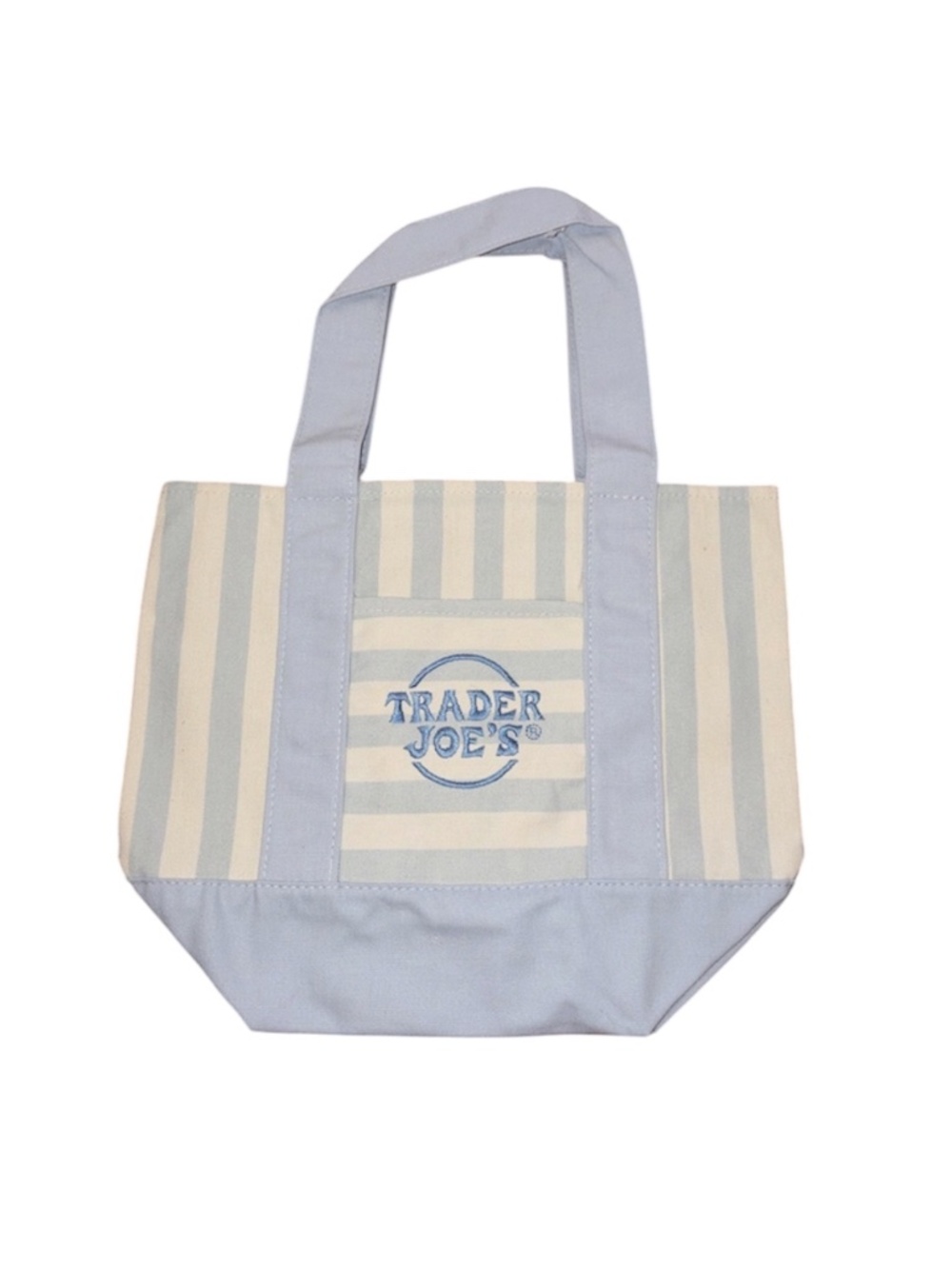 2 Limited Edition! Trader Joe’s Striped Canvas Mini Tote Bags 2026 NWT Blue